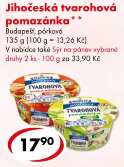 CBA Jihočeská tvarohová pomazánka nabídka