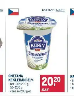 Makro Kunín smetana ke šlehání nabídka