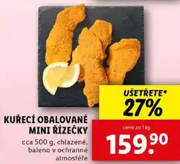 Lidl KUŘECÍ OBALOVANÉ MINI ŘÍZEČKY, cena za 1 kg nabídka