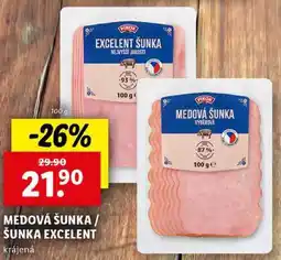 Lidl MEDOVÁ ŠUNKA / ŠUNKA EXCELENT, 100 g nabídka
