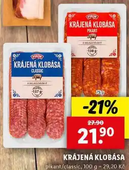 Lidl KRÁJENÁ KLOBÁSA, 75 g nabídka
