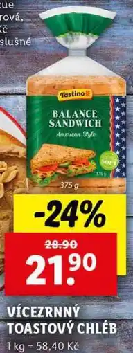 Lidl VÍCEZRNNÝ TOASTOVÝ CHLÉB, 375 g nabídka
