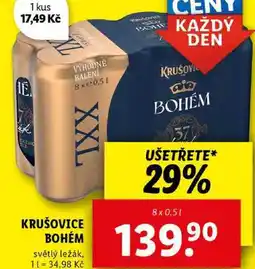Lidl KRUŠOVICE BOHÉM, 8x 0,5 l nabídka