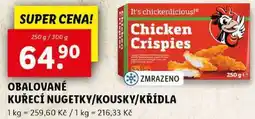 Lidl OBALOVANÉ KUŘECÍ NUGETKY/KOUSKY/KŘÍDLA, 250 g/300 g nabídka