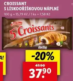 Lidl CROISSANT S LÍSKOOŘÍŠKOVOU NÁPLNÍ, 5x 48 g nabídka