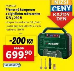 Lidl Přenosný kompresor s digitálním zobrazením 12 V/230 V nabídka