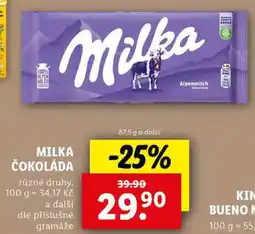 Lidl MILKA ČOKOLÁDA, 87,5 g a další nabídka