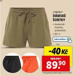 Lidl DÁMSKÉ ŠORTKY nabídka
