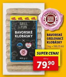 Lidl BAVORSKÉ GRILOVACÍ KLOBÁSKY, 400 g nabídka