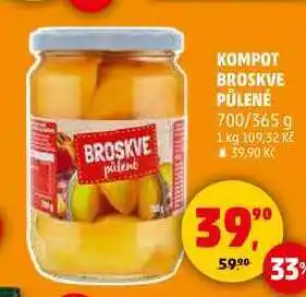 Penny Market KOMPOT BROSKVE PÜLENÉ, 700/365 g nabídka