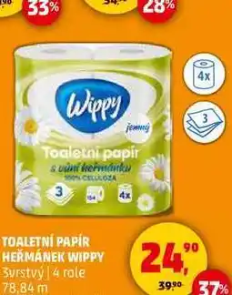 Penny Market TOALETNÍ PAPÍR HEŘMÁNEK WIPPY 3vrstvý, 4 role nabídka