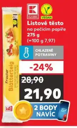 Kaufland Listové těsto na pečicím papíře nabídka