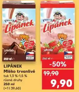 Kaufland LIPÁNEK Mléko trvanlivé tuk 1,3 %-1,5 % nabídka