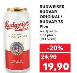 Kaufland BUDWEISER BUDVAR ORIGINAL/ BUDVAR 33 Pivo nabídka
