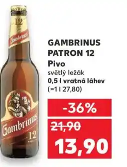 Kaufland GAMBRINUS PATRON 12 Pivo světlý ležák nabídka
