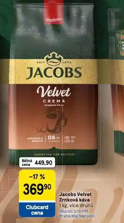 Tesco Jacobs velvet zrnková káva nabídka