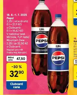 Tesco Pepsi, pepsi max, pepsi lime, mirinda nabídka