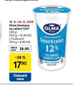Tesco Olma smetana na vaření 12% nabídka