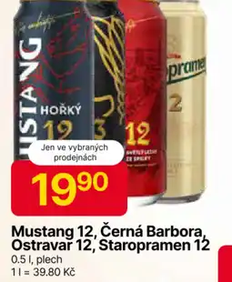 Hruška Mustang 12, Černá Barbora, Ostravar 12, Staropramen 12 nabídka