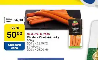 Tesco Chodura vídeňské párky nabídka