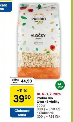 Tesco Probio bio ovesné vločky nabídka