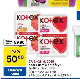 Tesco Kotex dámské tampony nabídka