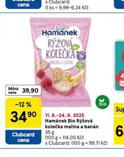Tesco Hamánek bio rýžová kolečka malina a banán nabídka