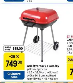 Tesco Gril čtvercový s kolečky nabídka