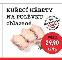 RABBIT řeznictví KUŘECÍ HŘBETY NA POLÉVKU chlazené 1kg nabídka