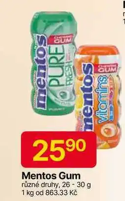 Hruška Mentos Pure fresh žvýkačky 30g, vybrané druhy nabídka