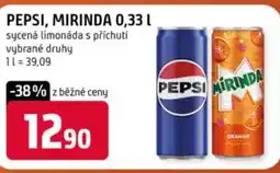 Trefa PEPSI, MIRINDA sycená limonáda s příchutí nabídka