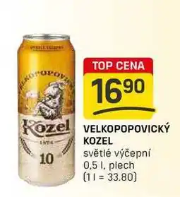 Flop VELKOPOPOVICKÝ KOZEL světlé výčepní 0,5l, plech nabídka