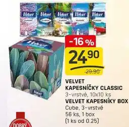 Flop VELVET KAPESNÍKY BOX Cube, 3-vrstvé 56 ks, 1 box nabídka