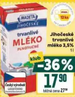 Billa MADETA Jihočeské trvanlivé mleko 3.5% nabídka