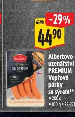 Albert Albertovo uzenářství PREMIUM Vepřové párky se sýrem 200 g nabídka