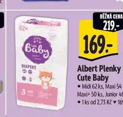 Albert Albert Plenky Cute Baby Midi 62 ks, Maxi 54 Maxi+ 50 ks, Junior 46 1ks nabídka