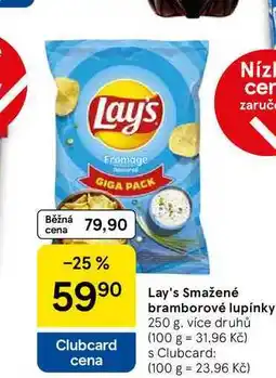 Tesco Lay's Smažené bramborové lupínky, 250 g nabídka