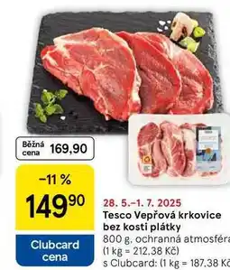 Tesco Tesco Vepřová krkovice bez kosti plátky, 800 g nabídka