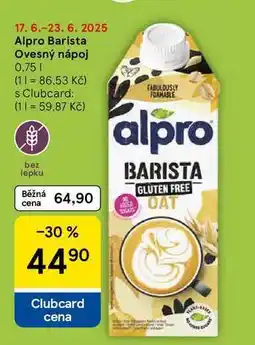 Tesco Alpro Barista Ovesný nápoj, 0.75 l nabídka