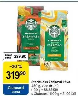 Tesco Starbucks Zrnková káva, 450 g, více druhů nabídka