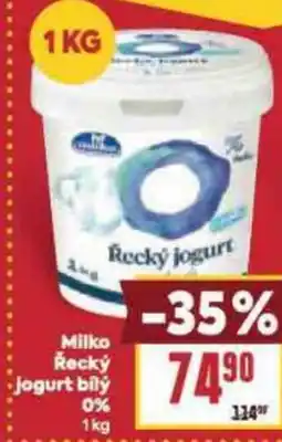 Billa Milko Řecký jogurt bilý 0% nabídka