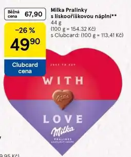 Tesco Milka Pralinky s lískooříškovou náplní nabídka