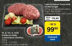Tesco Láďa Grileman Dvouručák hovězí burger nabídka