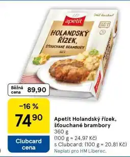 Tesco Apetit Holandský řízek, šťouchané brambory nabídka