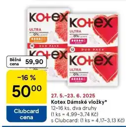 Tesco Kotex Dámské vložky nabídka