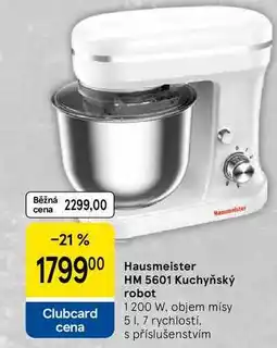 Tesco Hausmeister HM 5601 Kuchyňský robot 1200 W, objem mísy 51, 7 rychlostí. s příslušenstvím nabídka
