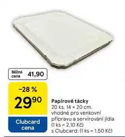Tesco Papírové tácky, 20 ks. 14 x 20 cm. vhodné pro venkovní přípravu a servírování jídla nabídka