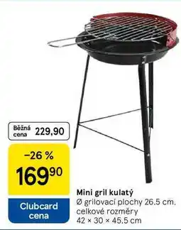 Tesco Mini gril kulatý, průměr grilovací plochy 26.5 cm. celkové rozměry 42 x 30 x 45.5 cm nabídka