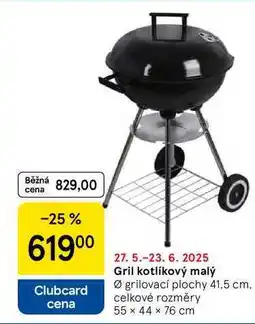 Tesco Gril kotlíkový malý grilovací plochy, 41,5 cm. celkové rozměry 55 x 44 x 76 cm nabídka