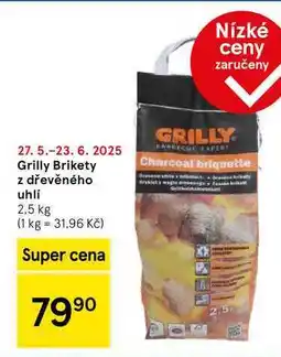 Tesco Grilly Brikety z dřevěného uhlí, 2,5 kg nabídka